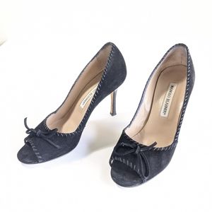 MANOLO BLAHNIK 'Totema' Black Suede Pumps with box